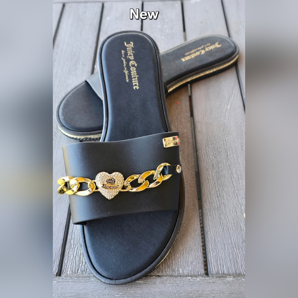 Juicy Couture Black Sandals with Crystal Accents